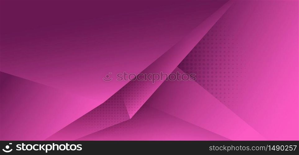 Abstract pink polygon triangle gradient background with shadow and space for your text. Vector illustration