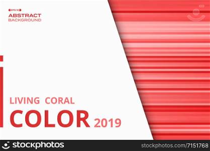 Abstract pink red of living coral theme color lines pattern decoration background with white space. Decorate for poster, artwork, template design, ad. illustration vector eps10