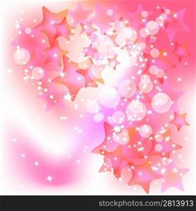 Abstract pink romantic background illustration with stars