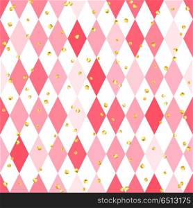 Abstract pink seamless pattern with rhombus. Abstract pink seamless pattern with rhombus and glitter.