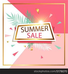 Abstract pink vector background for seasonal summer sale. Shining banner in retro style.