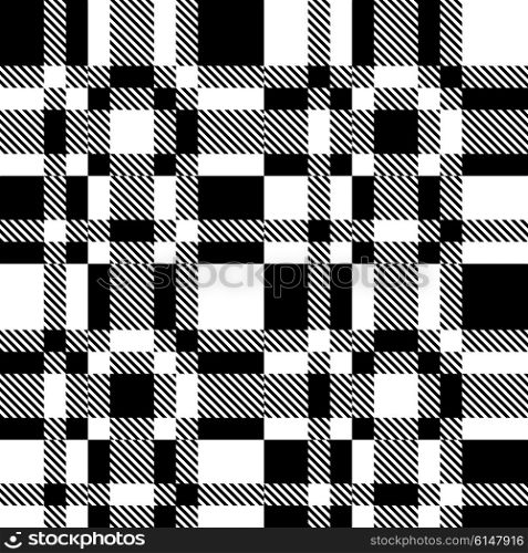 Abstract Plaid Pattern. Vector Seamless Monochrome Background. Regular Tartan Texture