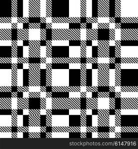 Abstract Plaid Pattern. Vector Seamless Monochrome Background. Regular Tartan Texture