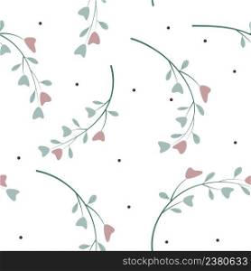 Abstract plants on a white background. Vector seamless pattern. For fabric, baby clothes, background, textile, wrapping paper and other decoration.