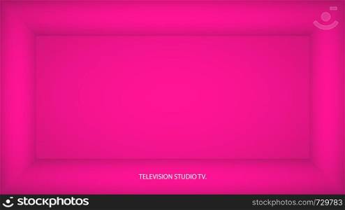 Abstract plastic pink empty room, niche with pink wall, floor, ceiling, dark side without any textures, box top view colorless 3d illustration.. Abstract plastic pink empty room, niche with pink wall, floor, ceiling, dark side without any textures, box top view colorless 3d illustration