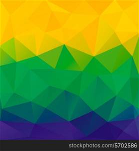 Abstract polygon background. Brazil flag colors. Vector.