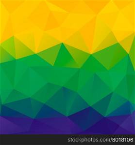 Abstract polygon background. Brazil flag colors. Vector.