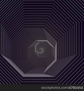 Abstract polygonal background made of hexagons with illusion of depth and perspective. Black color geometric design, hexagonal geometry.