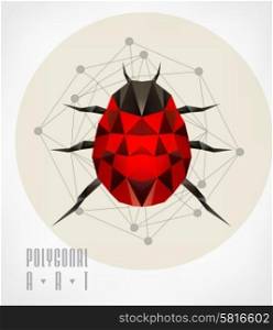 Abstract polygonal beetle. Geometric hipster illustration. Polygonal poster. low poly illustration. Ladybird polygonal