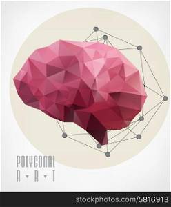 Abstract polygonal brain. Geometric hipster illustration. low poly illustration. Polygonal modern elements
