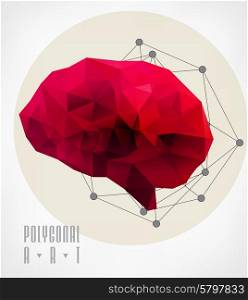 Abstract polygonal brain. low poly illustration. Creative poster. Abstract polygonal brain