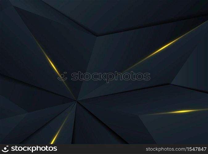 Abstract polygonal design of premium blue triangle pattern with shadow and gold design background. Use for ad, poster, artwork, template design, print. illustration vector eps10
