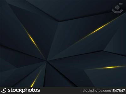 Abstract polygonal design of premium blue triangle pattern with shadow and gold design background. Use for ad, poster, artwork, template design, print. illustration vector eps10