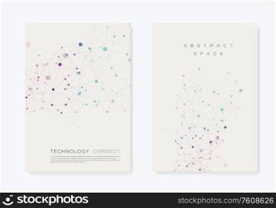Abstract polygonal geometric shape with molecule structure style. Vector brochure design.. Abstract geometric molecule structure style