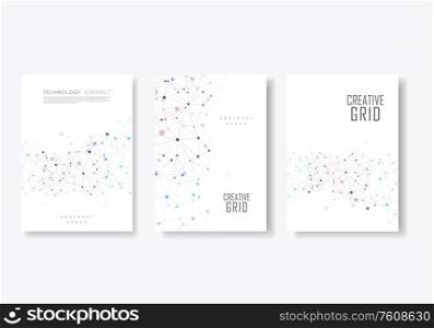Abstract polygonal geometric shape with molecule structure style. Vector brochure design.. Abstract polygonal geometric shape with molecule structure style. Vector brochure design