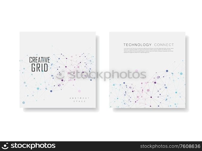Abstract polygonal geometric shape with molecule structure style. Vector brochure design.. Abstract polygonal geometric shape