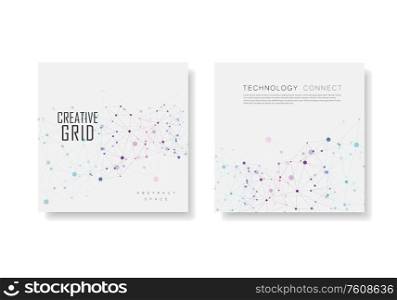 Abstract polygonal geometric shape with molecule structure style. Vector brochure design.. Abstract polygonal geometric shape