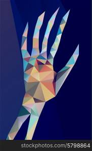 Abstract polygonal hand. Geometric hipster illustration. low poly illustration. Ladybird polygonal