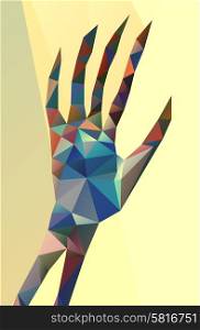 Abstract polygonal hand. Geometric hipster illustration. low poly illustration. Ladybird polygonal