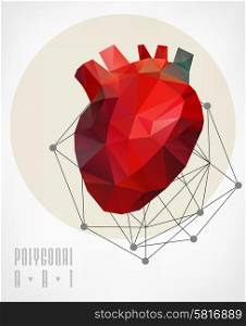 Abstract polygonal heart. Geometric hipster illustration. low poly illustration. Polygonal modern elements