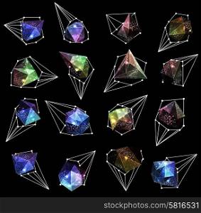 Abstract polygonal label design. Elements of astronomy and constellation. Cosmic style. . low poly illustration. Abstract polygonal label design. Elements of astronomy