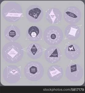 Abstract polygonal label design. Elements of astronomy and constellation. Cosmic style. . low poly illustration. Abstract triangles design