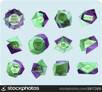 Abstract polygonal label design. Elements of astronomy and constellation. Cosmic style. . low poly illustration. Abstract triangles design