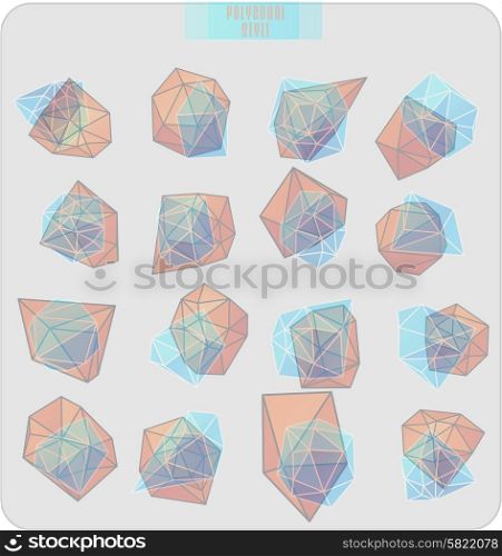 Abstract polygonal label design, transparent elements. Hipster background. Cosmic style