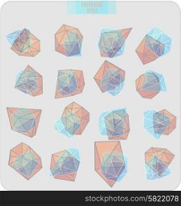 Abstract polygonal label design, transparent elements. Hipster background. Cosmic style