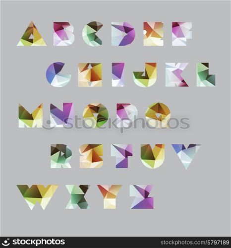 Abstract polygonal letter in Cosmic style. Low poly alphabet font. Elements of astronomy. Abstract polygonal letter in Cosmic style