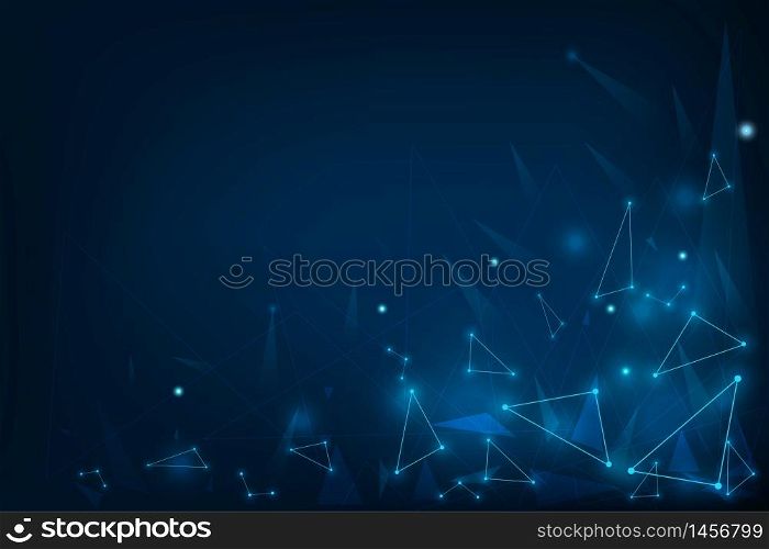 Abstract Polygonal - Molecules technology with polygonal shapes on dark blue background. Illustration Vector design digital technology concept.