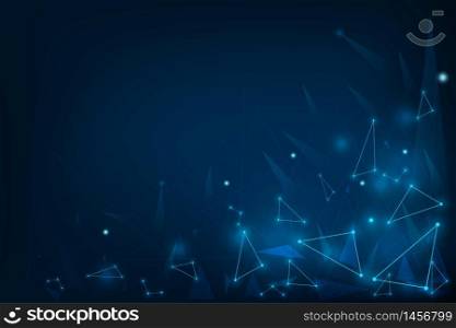Abstract Polygonal - Molecules technology with polygonal shapes on dark blue background. Illustration Vector design digital technology concept.