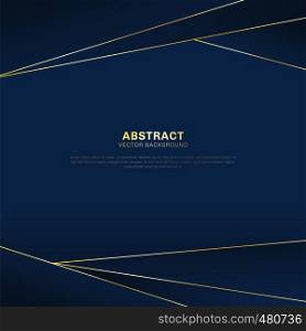 Abstract polygonal pattern luxury on dark blue header background with golden lines. Vector illustration