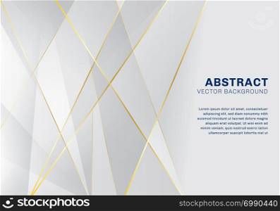 Abstract polygonal pattern luxury on white and gray background with golden lines. Vector illustration