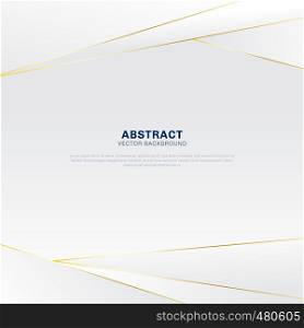 Abstract polygonal pattern luxury on white and gray header background with golden lines. Vector illustration