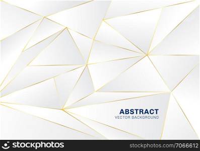 Abstract polygonal pattern luxury on white and gray header background with golden lines. Vector illustration
