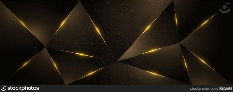 Abstract Polygonal Pattern with Luxury Gold and Glitter Combination. Usable for Background, Wallpaper, Banner, Poster, Brochure, Card, Web, Presentation. Vector Illustration Design Template. Graphic Design Element.
