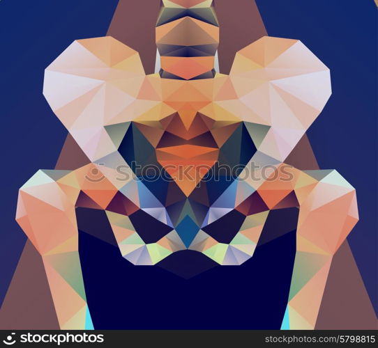 Abstract polygonal skeleton. Geometric pelvis. low poly illustration. Ladybird polygonal