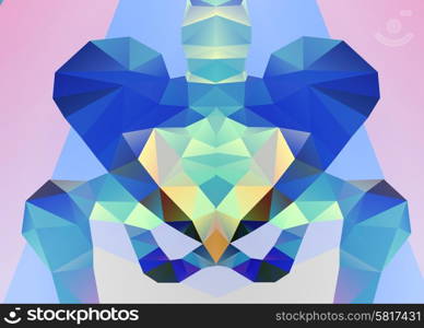 Abstract polygonal skeleton. Geometric pelvis. low poly illustration. Ladybird polygonal