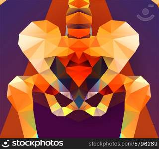 Abstract polygonal skeleton. Geometric pelvis. low poly illustration. Polygonal modern elements