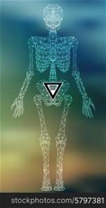Abstract polygonal skeleton. Linear illustration. Polygonal poster. Abstract polygonal skeleton