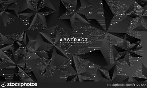Abstract polygonal space from a low dark poly background by connecting points and lines. Connection structure. Illustration of 3D vector design