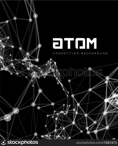 Abstract polygonal space low poly dark background with connecting dots and lines. Connection structure. Vector science background. Polygonal vector background. Futuristic HUD background.. Abstract polygonal space