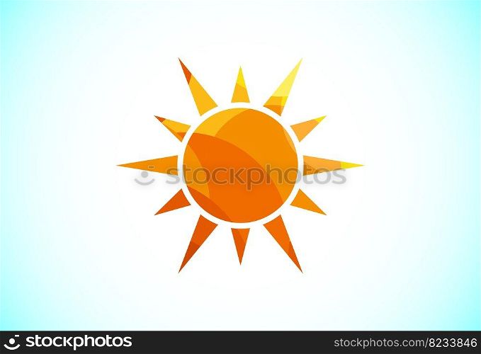 Abstract polygonal sun logo design, Solar sunburst icon. Geometric triangle shapes