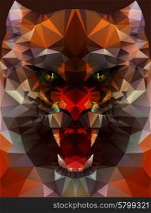 Abstract polygonal tiger. Geometric hipster illustration. Polygonal poster