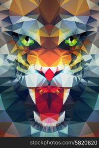 Abstract polygonal tiger. Geometric hipster illustration. Polygonal poster