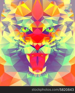 Abstract polygonal tiger. Geometric hipster illustration. Polygonal poster