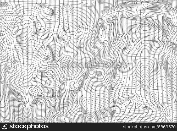 Abstract polygonal wave wireframe background. Vector illustration.
