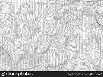 Abstract polygonal wave wireframe background. Vector illustration.