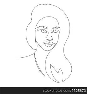 Abstract portrait of a woman in continuous line style. Illustration for posters, prints and creative design